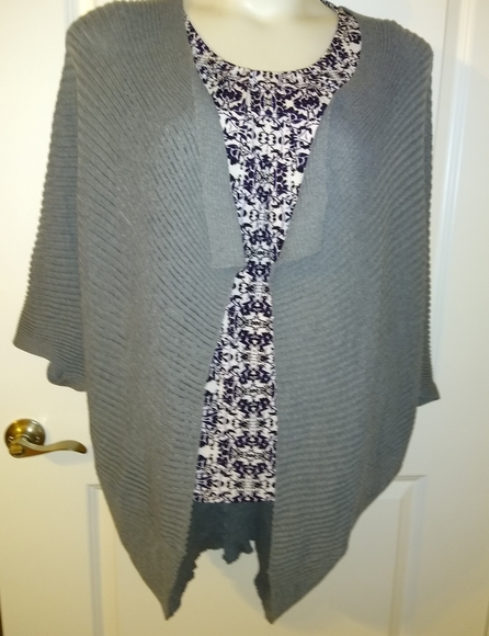 NEW "Save the Ocean" Lady's Gray Sweater Shrug Jacket Boutique PLUS 2X - Picture 6 of 6